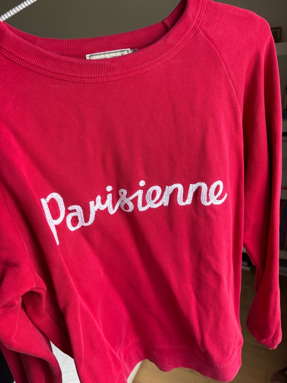 MAISON KITSUNÉ Red Sweatshirt with White Embroidered Script